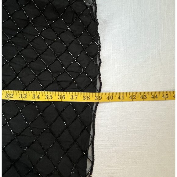 CACHE Vtg 90’s Silk‎ Fully Beaded Maxi Skirt Sz Sm Black Slit 100% Silk (Flaws) - Picture 7 of 10